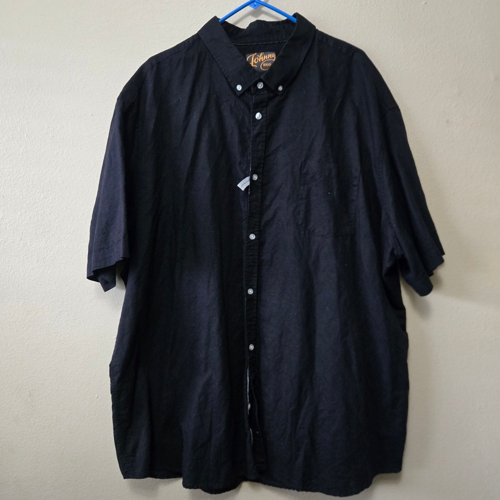 Johnny Bigg Mens 7XL Black Linen Blend Short Sleeve Button Down Shirt J211SS201